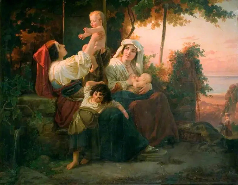 Italienska kvinnor i en vinodling nära Rom - Julius Schrader