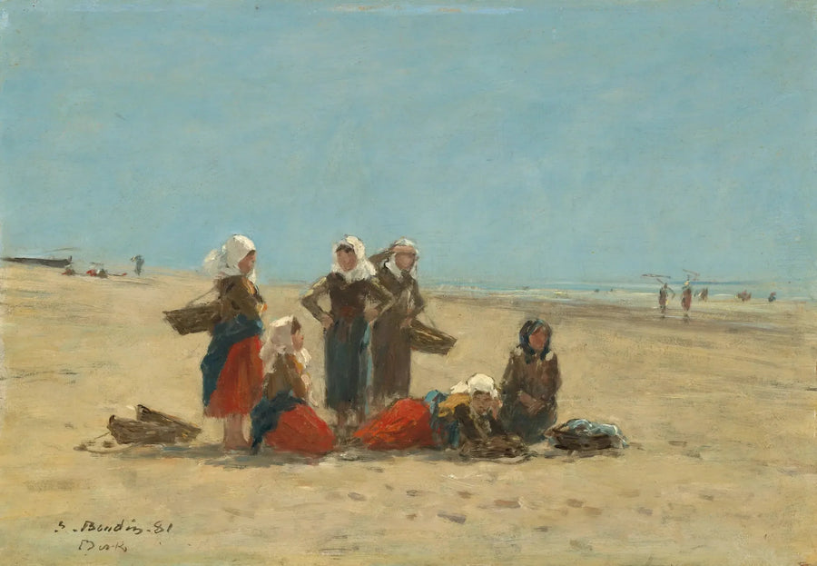 Kvinnor på stranden i Berck - Eugène Boudin