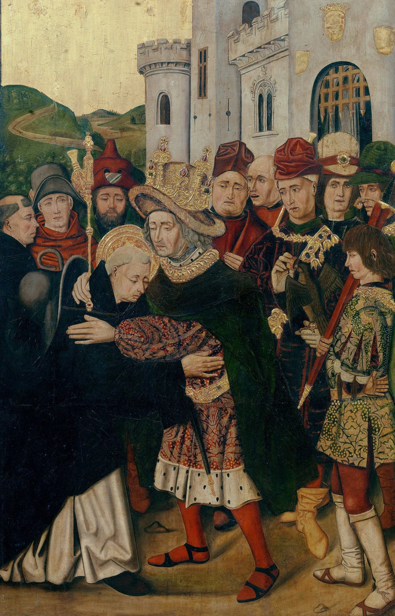 Ferdinand I av Kastilien som välkomnar helige Dominikus av Silos - Bartolomé Bermejo
