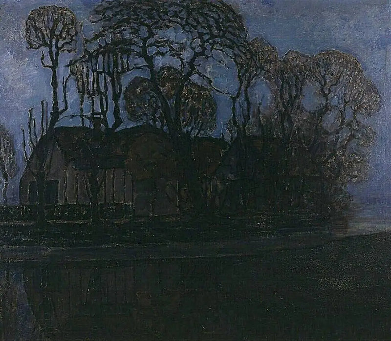 Duivendrecht gård på kvällen - Piet Mondrian