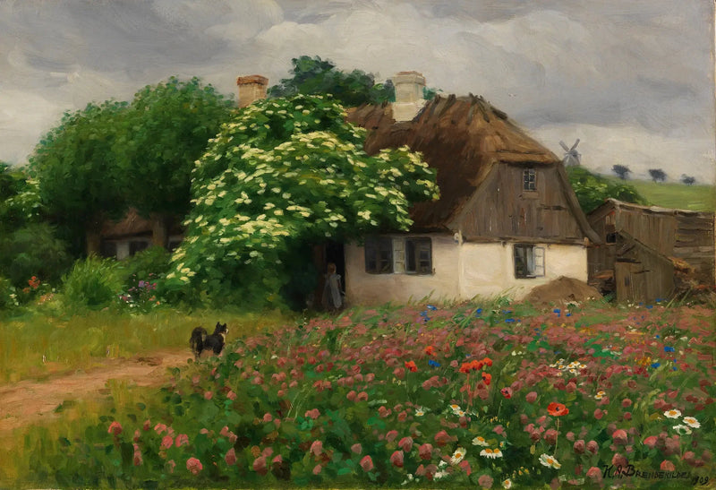 Gård med ängsblommor - H. A. Brendekilde