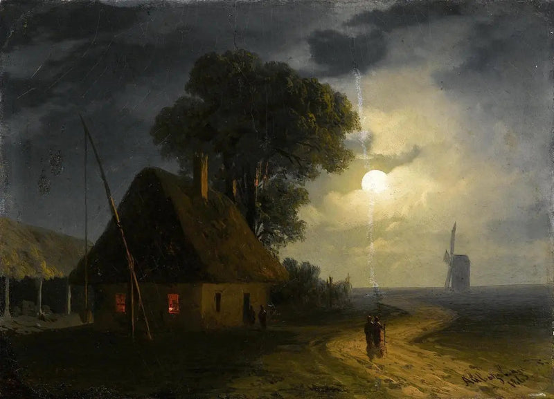 Gård och kvarn i månljus - Ivan Aïvazovski
