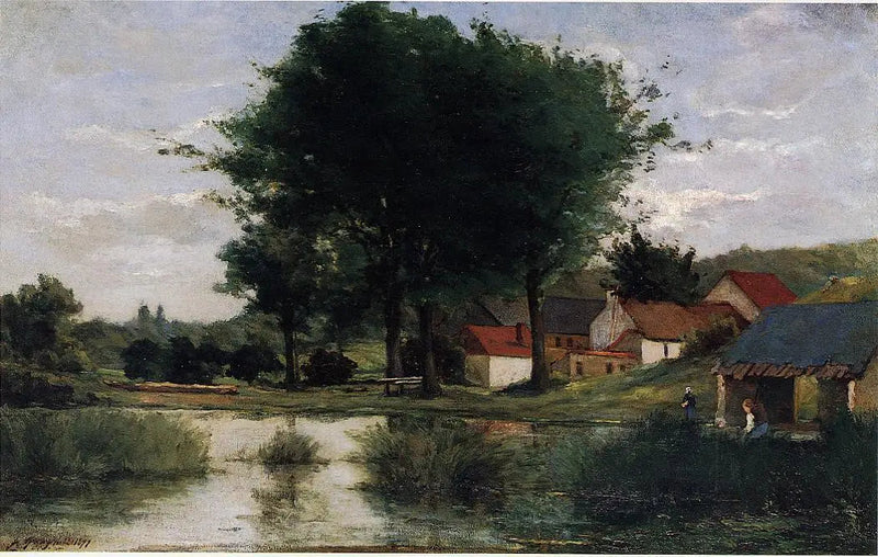 Gård nära en damm, eller Höstlandskap - Paul Gauguin
