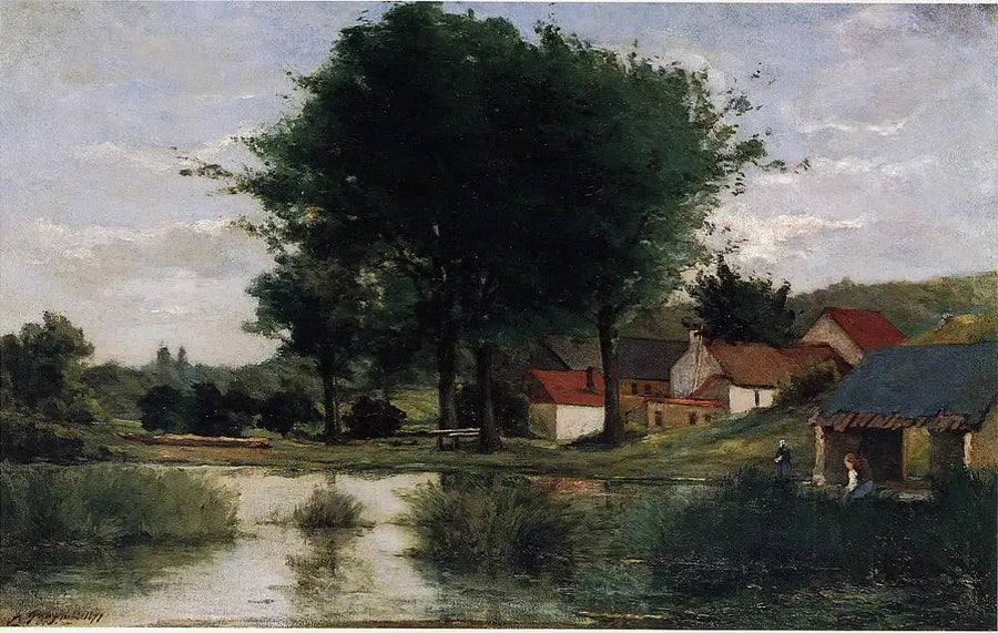Gård nära en damm, eller Höstlandskap - Paul Gauguin