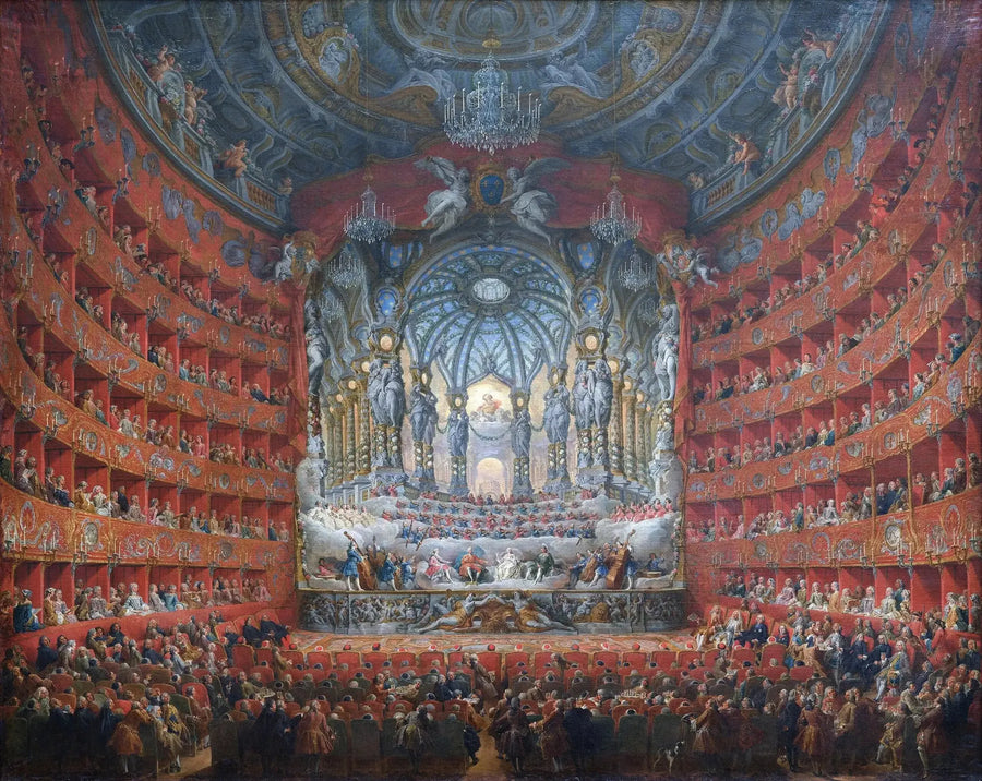 Musikfest som hölls av kardinalen de La Rochefoucauld på Teatro Argentina i Rom 1747 i samband med bröllopet för Dauphin, son till Ludvig XV - Giovanni Paolo Panini