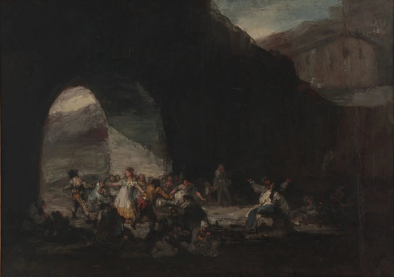 Folklig fest under en bro eller populär bal - Francisco de Goya