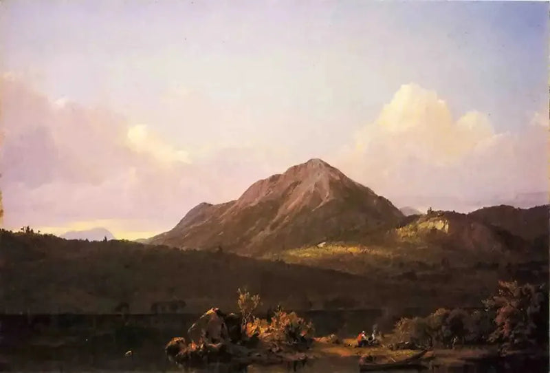 Lägereld i naturen i Maine - Frederic Edwin Church