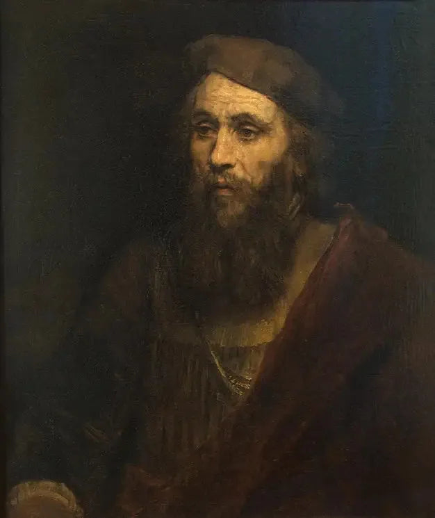 Halvfigur av en man med skägg och basker - Rembrandt