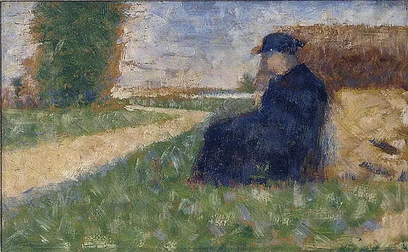 Massiv figur i ett landskap i Barbizon - Georges Seurat