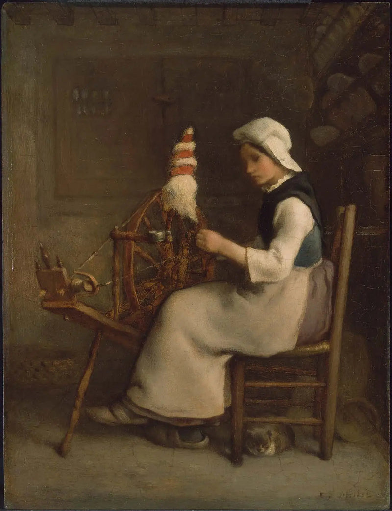 Fileur sittande (Emélie Millet) - Jean-François Millet