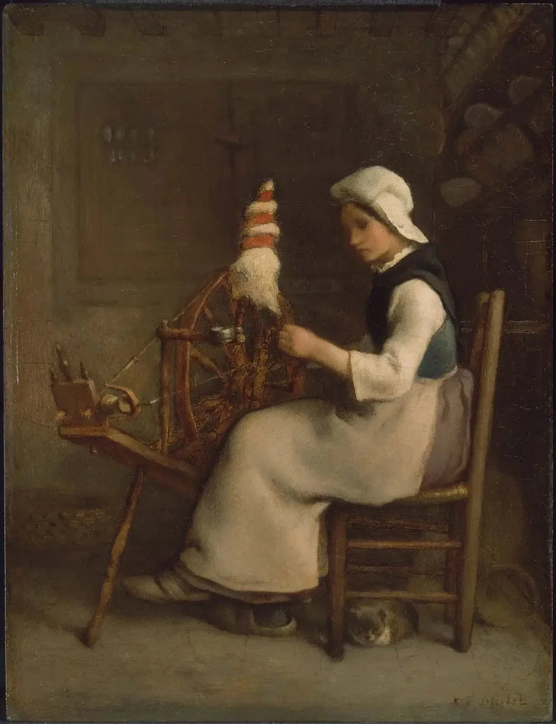 Fileur sittande (Emélie Millet) - Jean-François Millet