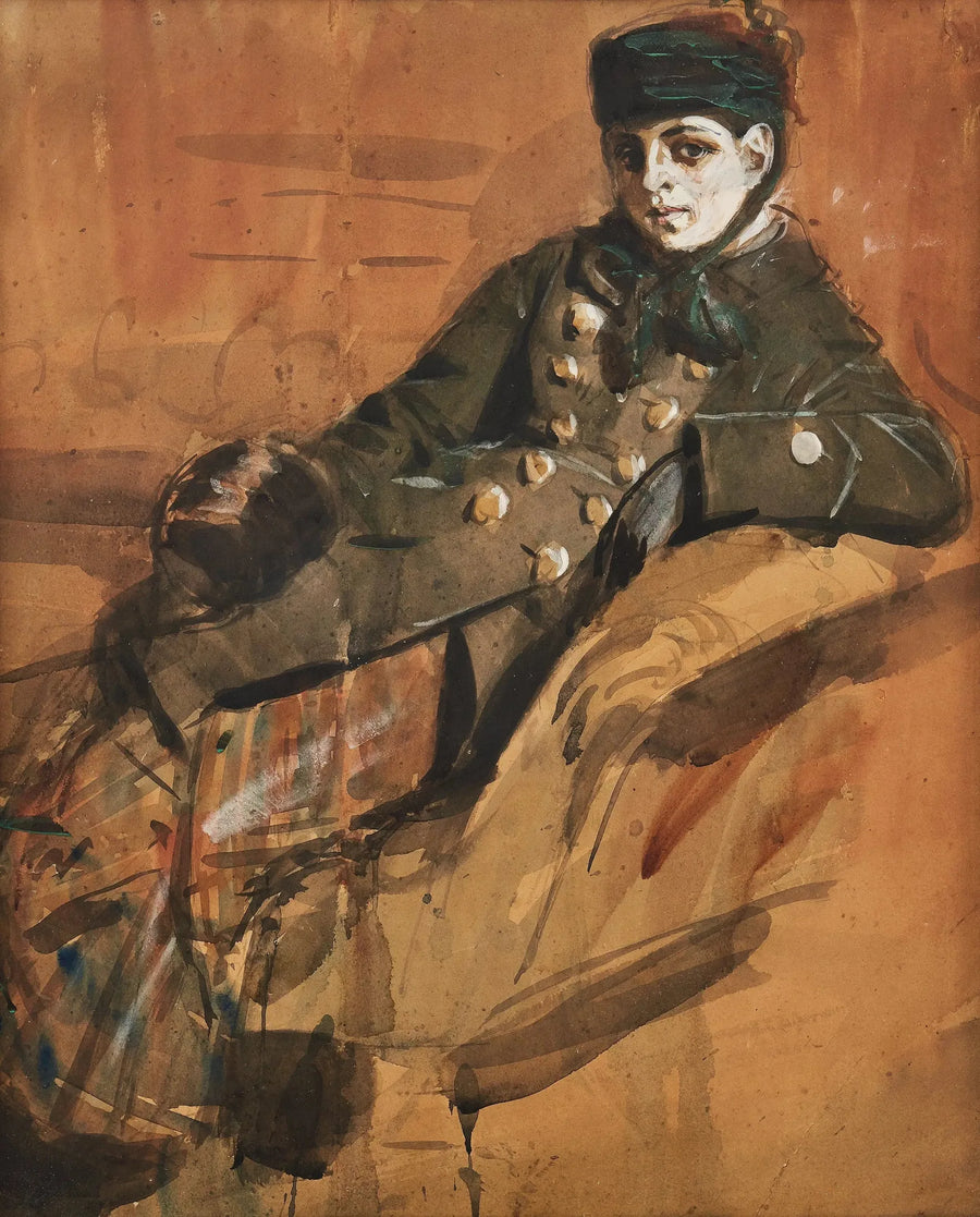 Flicka sittande i resekläder - Anders Zorn