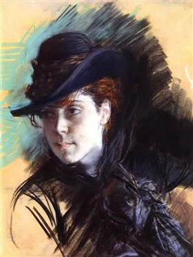Flicka med svart hatt - Giovanni Boldini