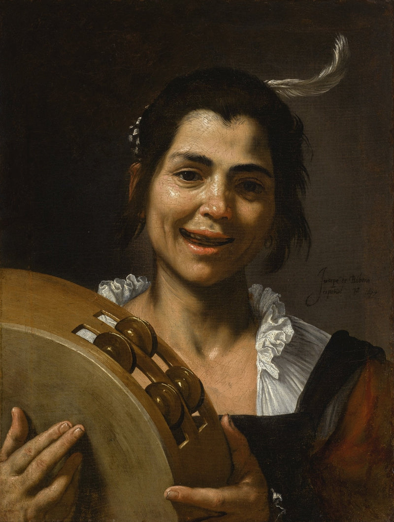 Flicka med tamburin - Jusepe de Ribera