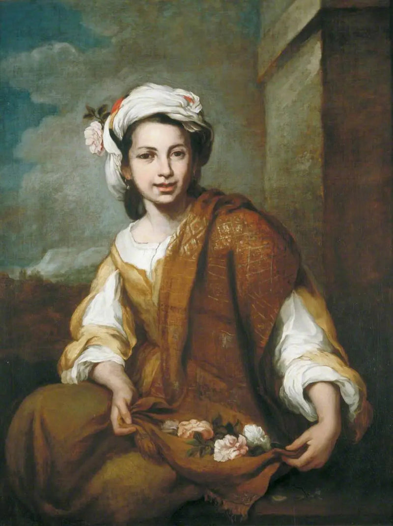Flicka med blommor - Bartolomé Esteban Murillo