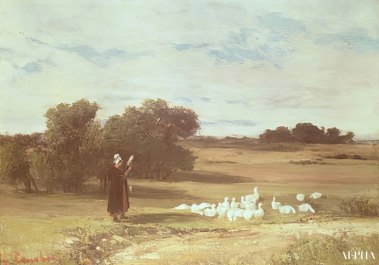 Girl with Geese - Gustave Courbet - High-end reproductions of paintings and artworks