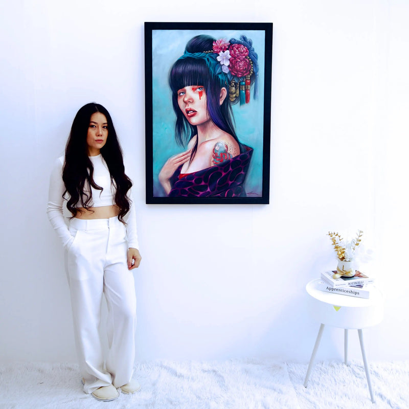 Flicka med en Blomsterknut | 60 x 90 cm