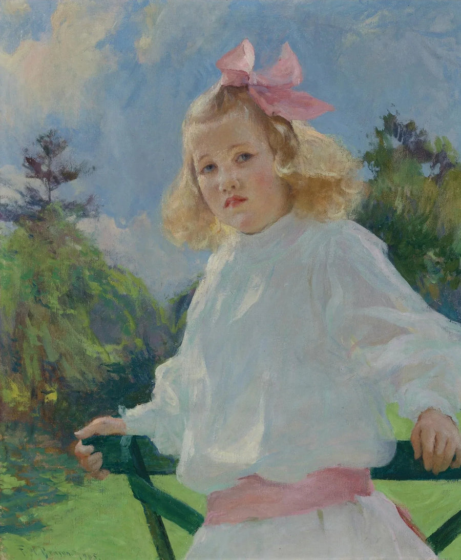 Flicka med en rosa knut - Frank Weston Benson