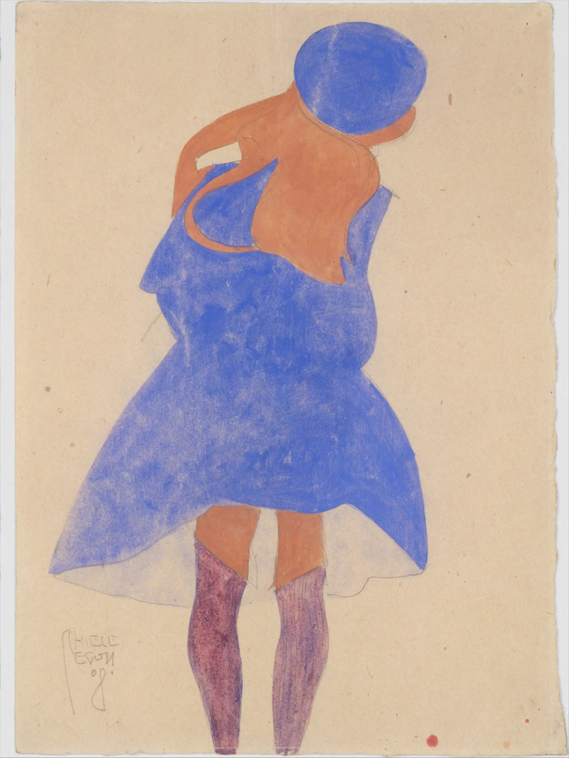 Stående flicka, sedd bakifrån - Egon Schiele