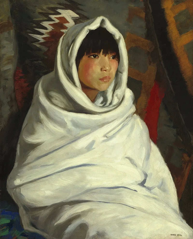 Indisk flicka i en vit filt - Robert Henri