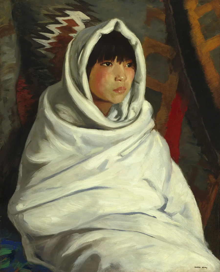 Indisk flicka i en vit filt - Robert Henri