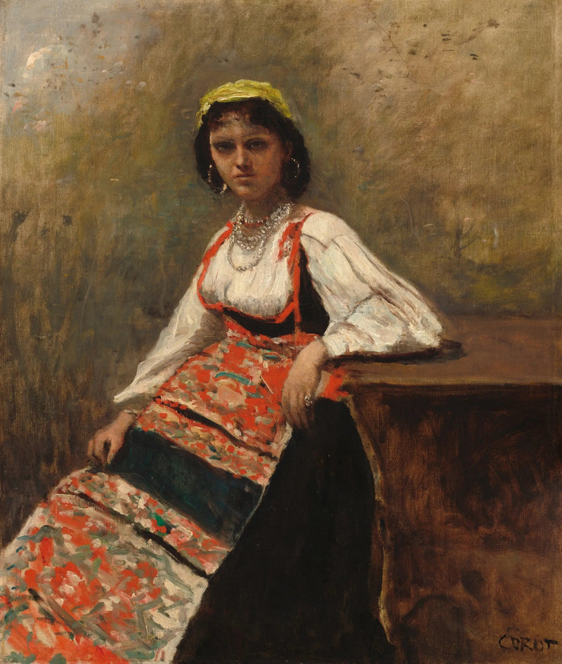Italiensk flicka - Jean-Baptiste Camille Corot