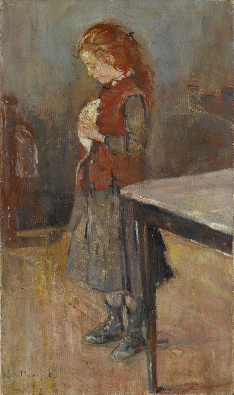 Röd flicka med vit råtta - Edvard Munch