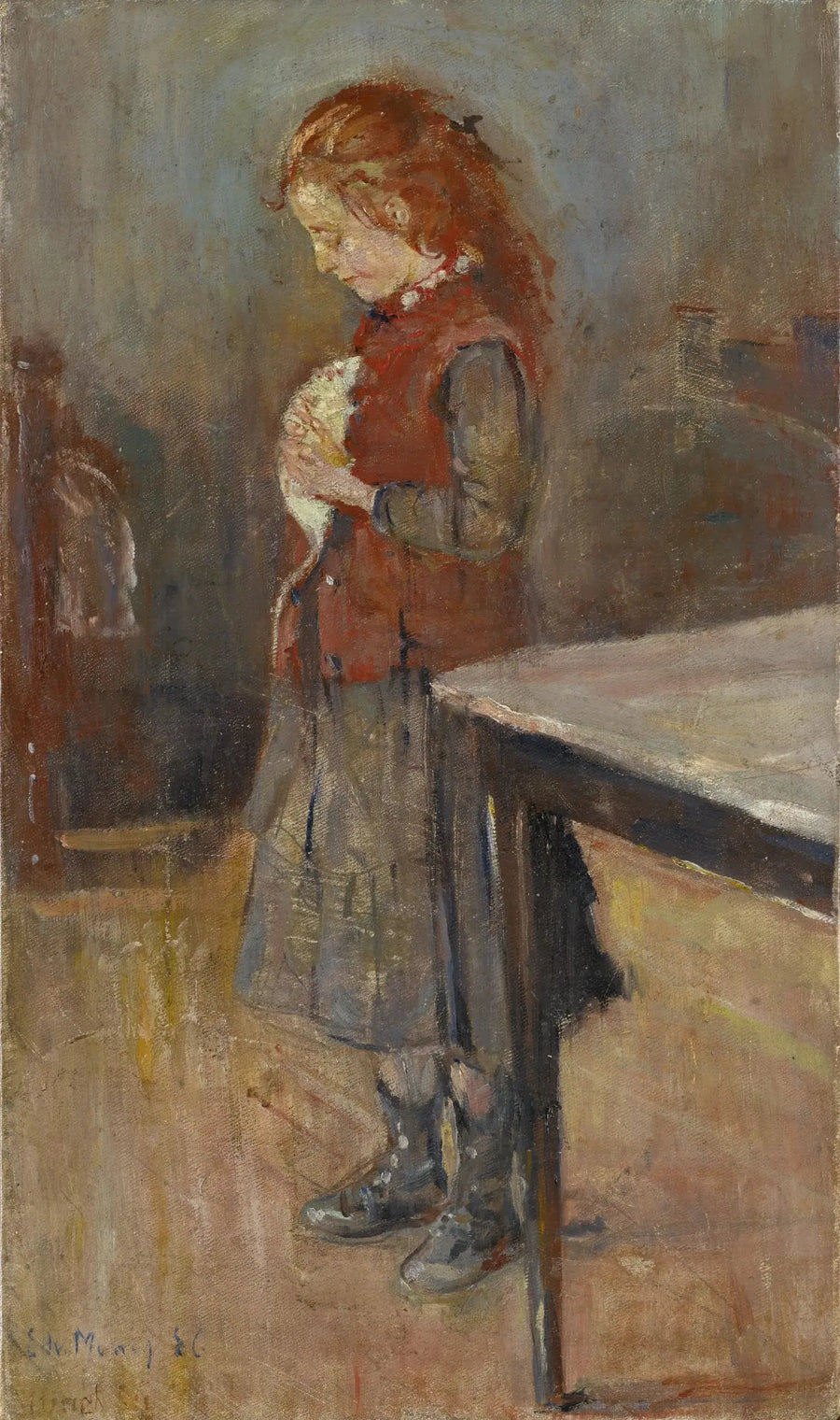 Röd flicka med vit råtta - Edvard Munch
