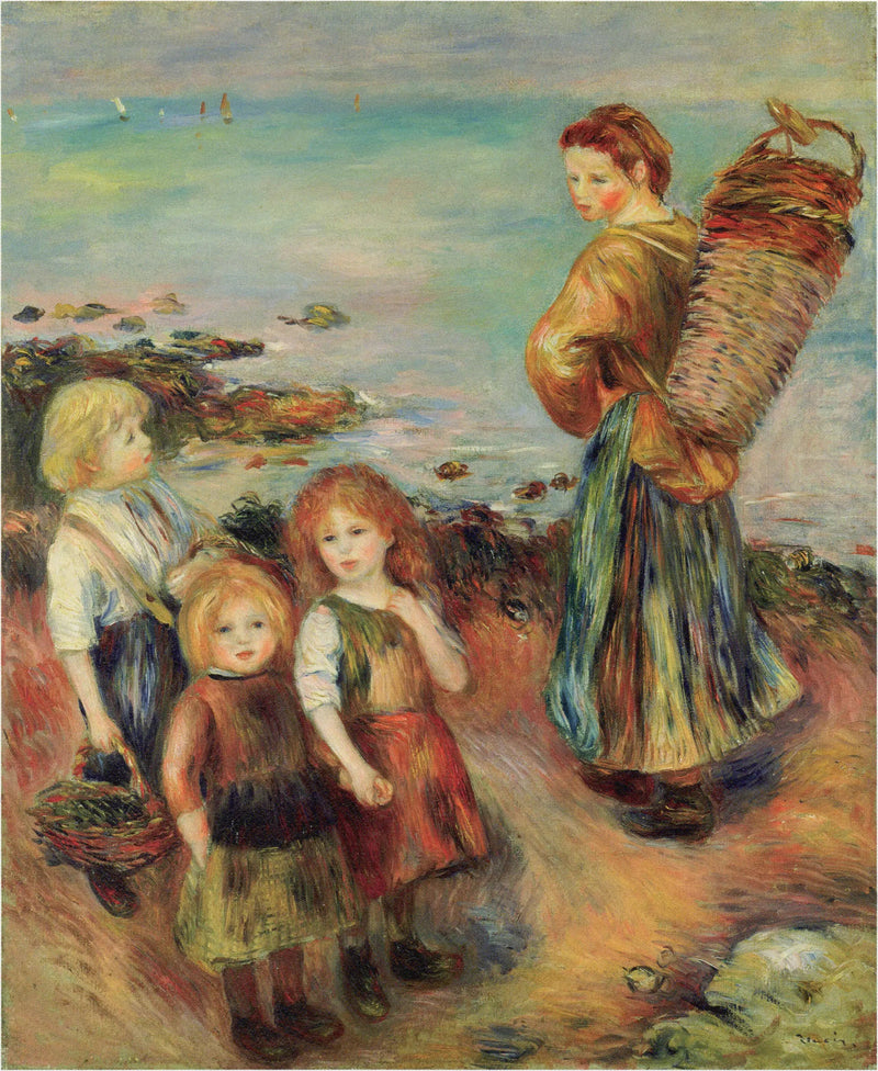 Flickor som fiskar musslor - Pierre-Auguste Renoir