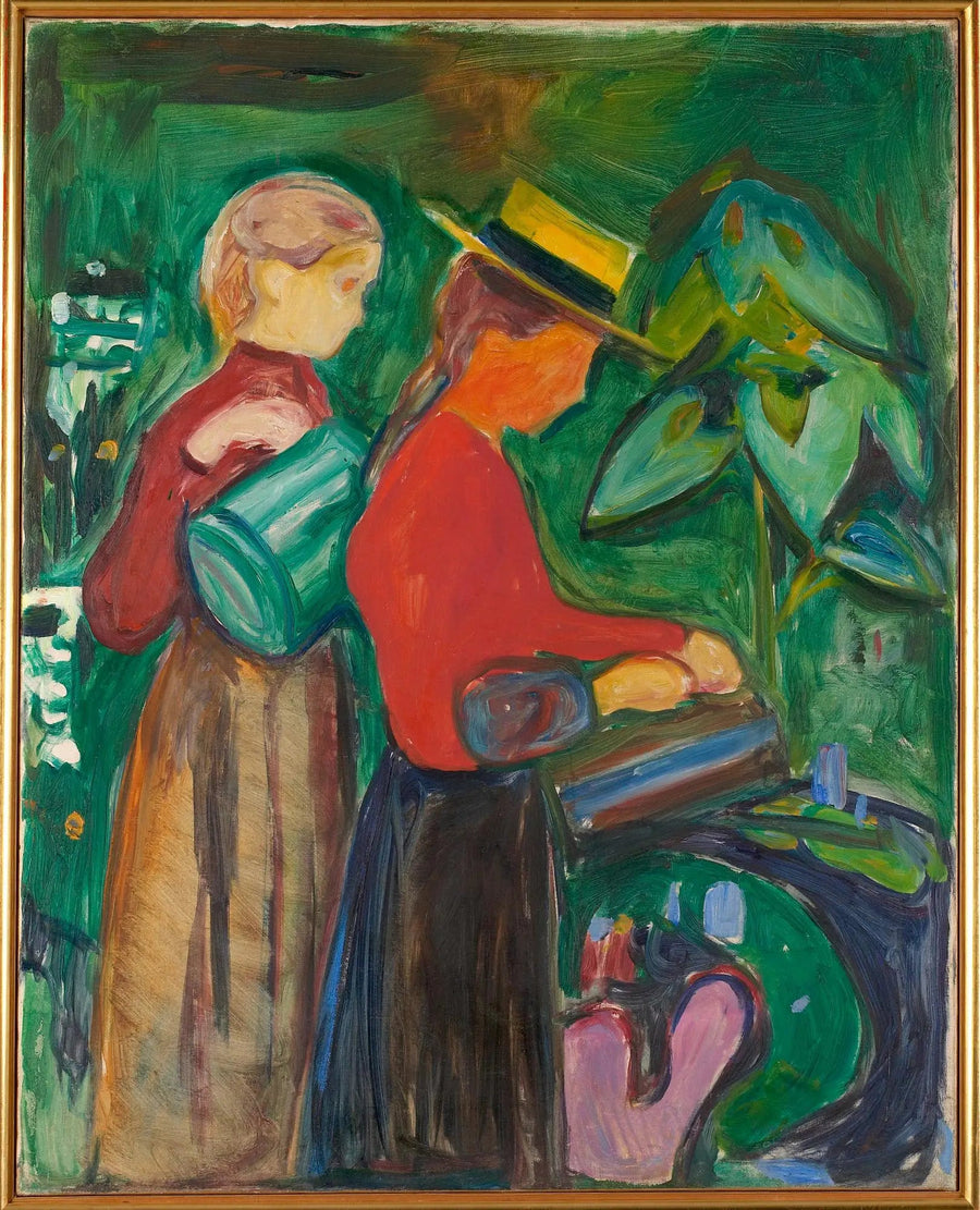 Flickor som vattnar blommorna (Frise Linde) - Edvard Munch