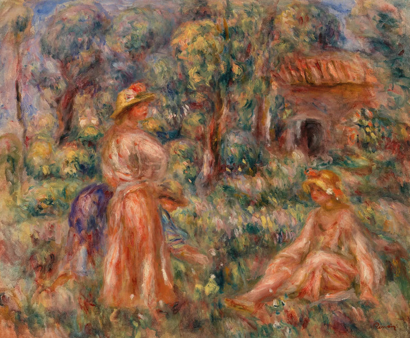 Flickor i ett landskap (Unga flickor i ett landskap) - Pierre-Auguste Renoir
