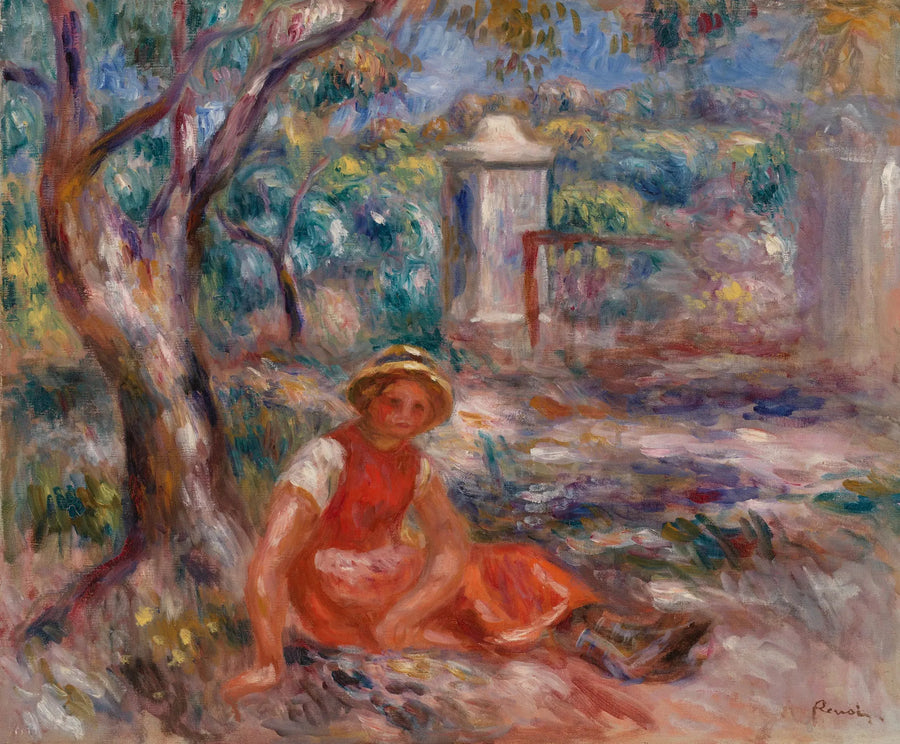 Flicka vid ett träd (Flicka vid ett träd) - Pierre-Auguste Renoir