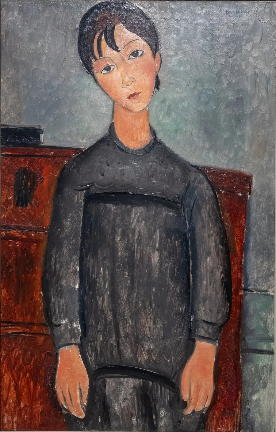 Flicka stående i svart förkläde - Amedeo Modigliani