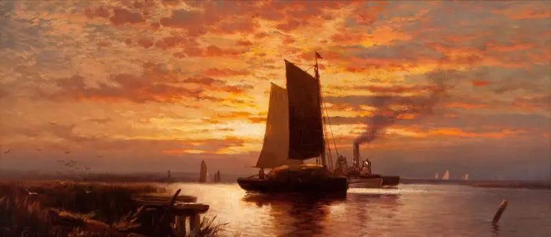Slut på dagen, New Yorks hamn - Edward Moran