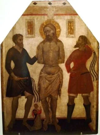 Flagellation av Kristus med en donator. - Francescuccio Ghissi