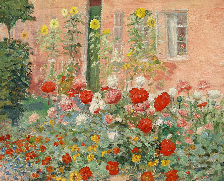Blommor i familjen Anchers trädgård vid Markvej i Skagen. - Anna Ancher