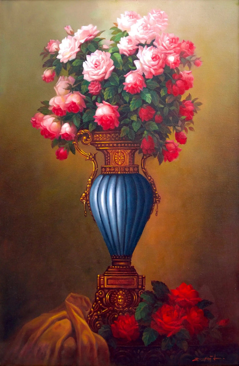 Blommor i en Antik Vas | 60 x 90 cm
