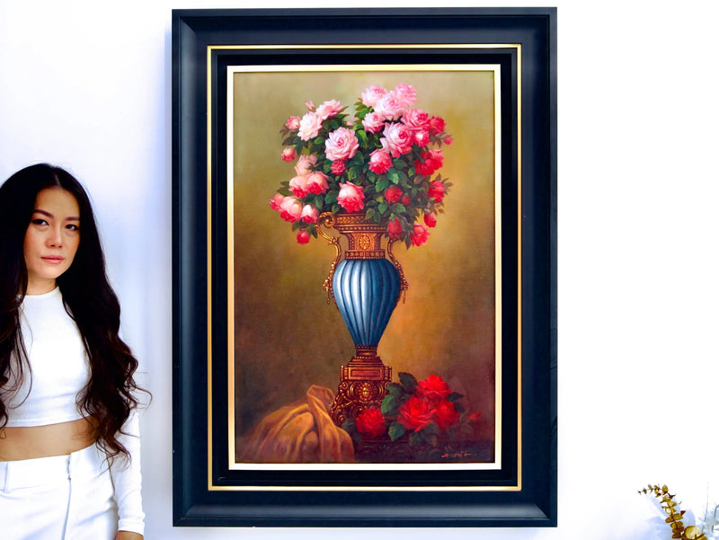 Blommor i en Antik Vas | 60 x 90 cm