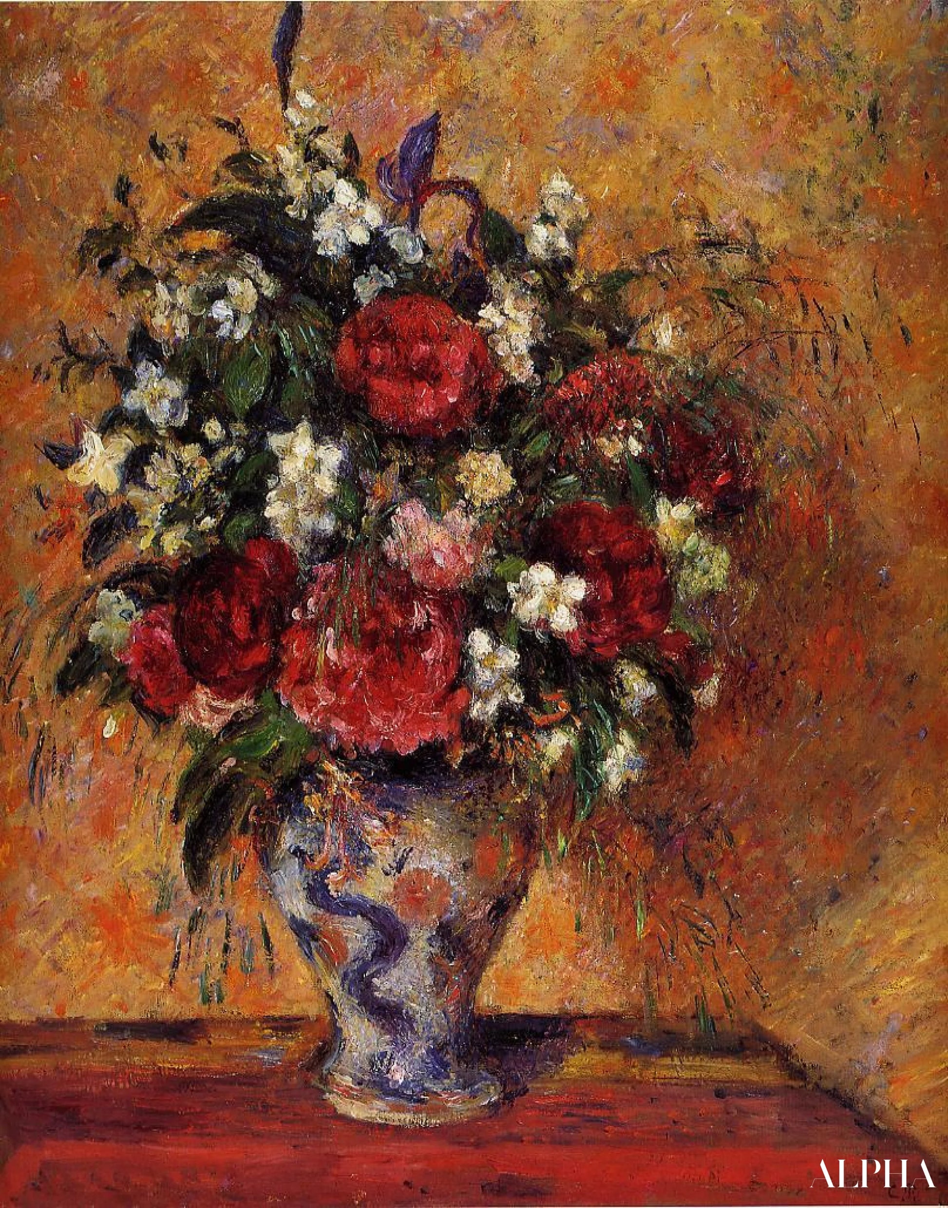 Fleurs dans un vase - Camille Pissarro - Reproductions de tableaux et peintures haut de gamme