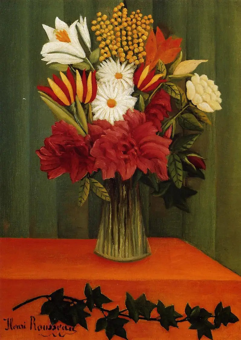 Blommor i en vas - Henri Rousseau