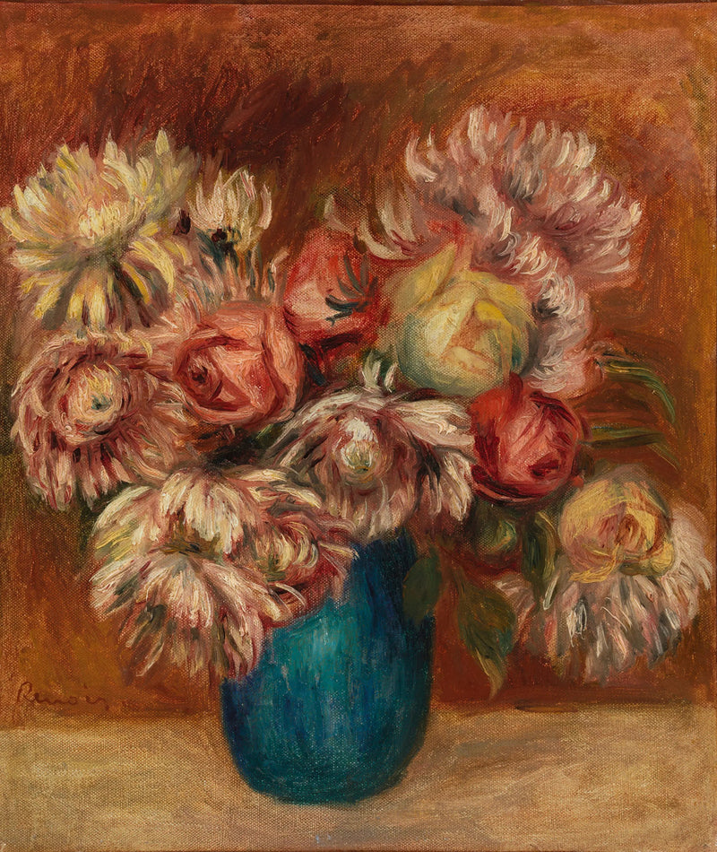 Blommor i en grön vas - Pierre-Auguste Renoir
