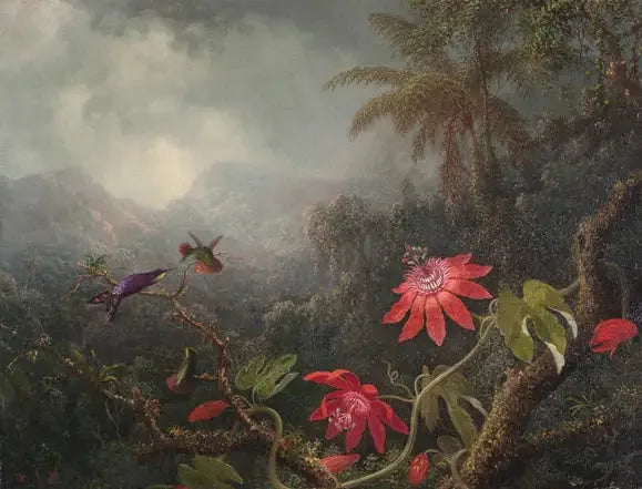 Passionblommor och Tre Kolibris - Martin Johnson Heade