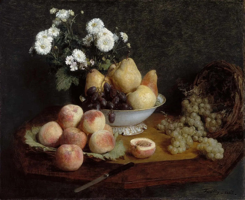 Blommor och frukter på ett bord - Henri Fantin-Latour