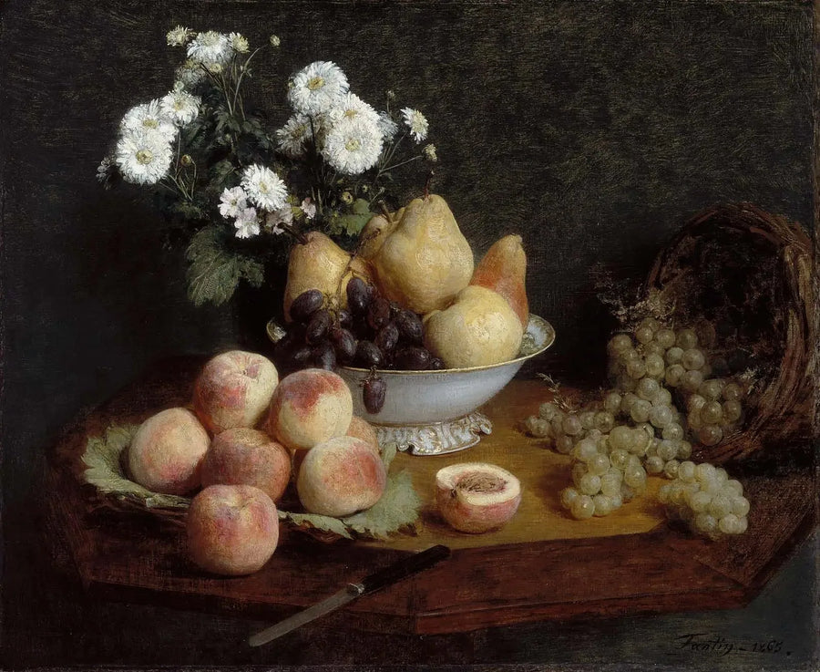 Blommor och frukter på ett bord - Henri Fantin-Latour