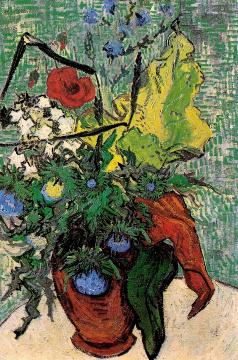 Vilda blommor och tistlar i en vas - Vincent van Gogh