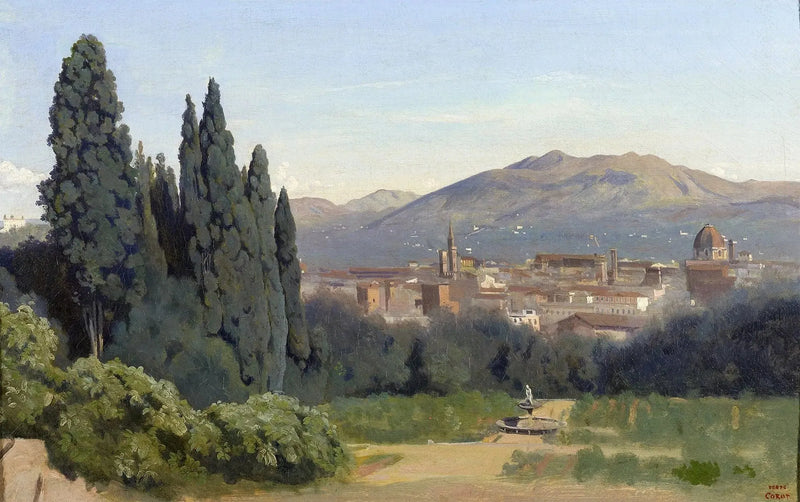 Florens, Vy från Boboli-trädgårdarna - Jean-Baptiste Camille Corot