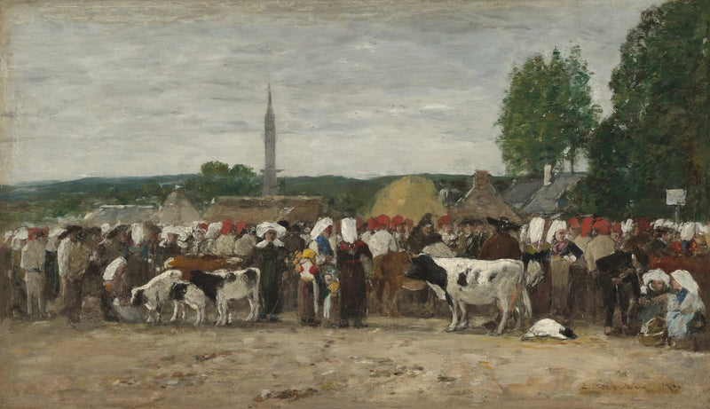 Marknad i Bretagne - Eugène Boudin