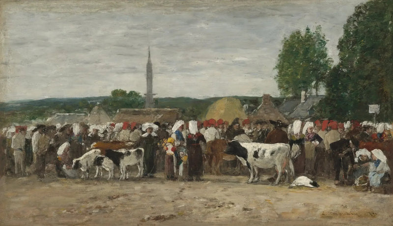 Marknad i Bretagne - Eugène Boudin