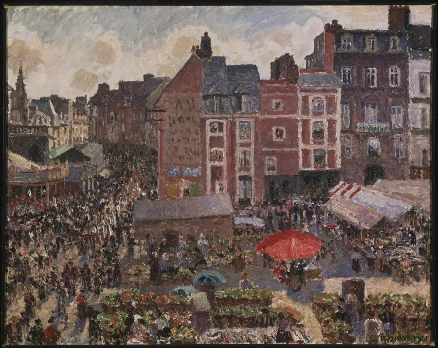 Marknad en solig eftermiddag, Dieppe - Camille Pissarro