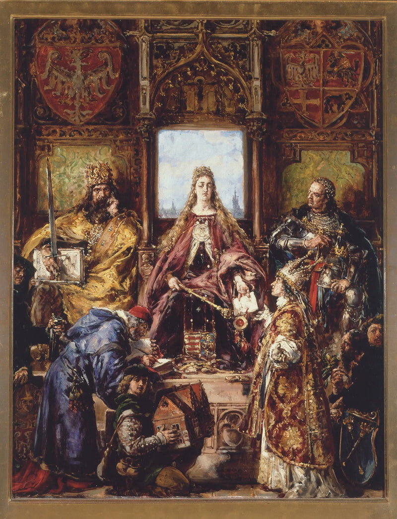 Akademins grundande, 1361–1399–1400 e.Kr., från serien « Civilisationens historia i Polen » - Jan Matejko